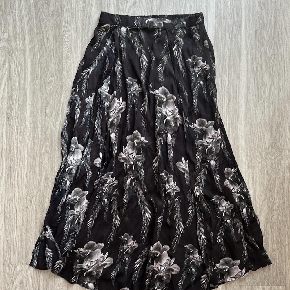 ALLSAINTS Cari Mia Sarong Front Split Floral Maxi Skirt